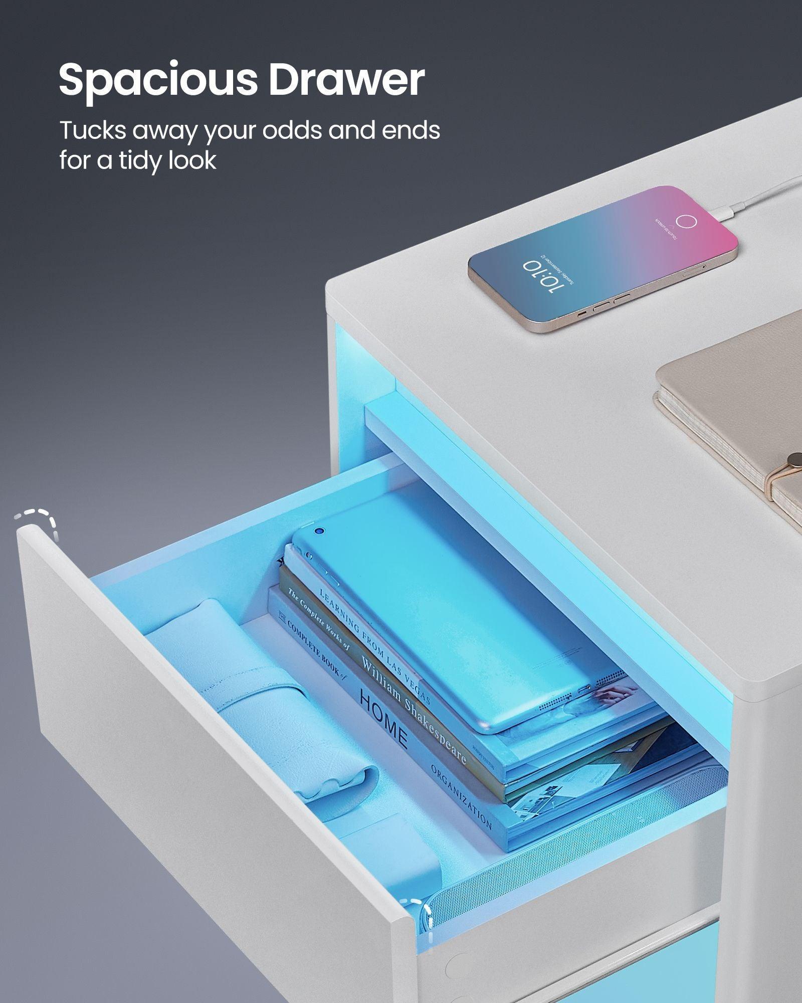 Nightstand with Charging Station & LED FredCo