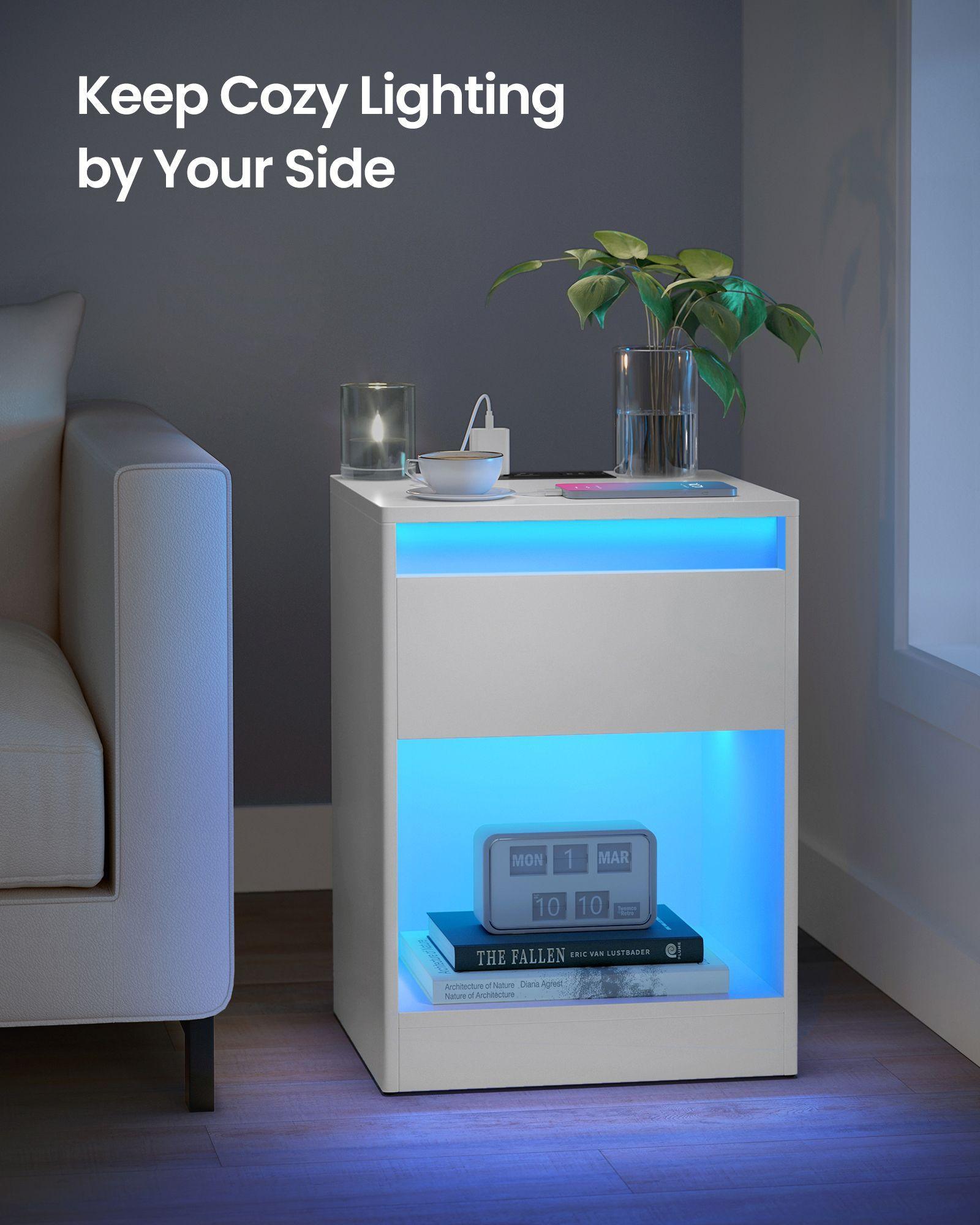 Nightstand with Charging Station & LED FredCo