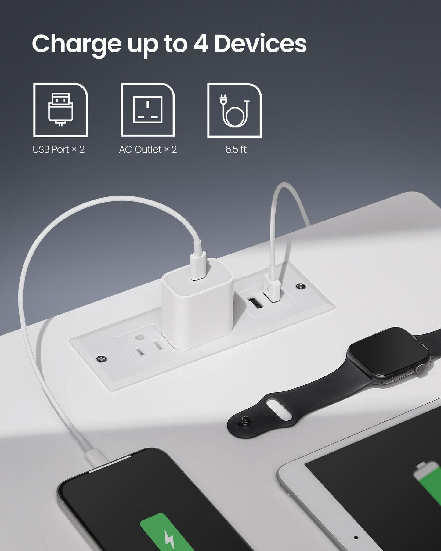 Nightstand with Charging Station & LED FredCo