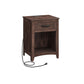 Nightstand with Charging Station and Open Compartment Maroon Brown FredCo