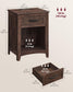 Nightstand with Charging Station and Open Compartment Maroon Brown FredCo
