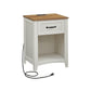 Nightstand with Charging Station and Open Compartment Rustic White and Honey Brown FredCo