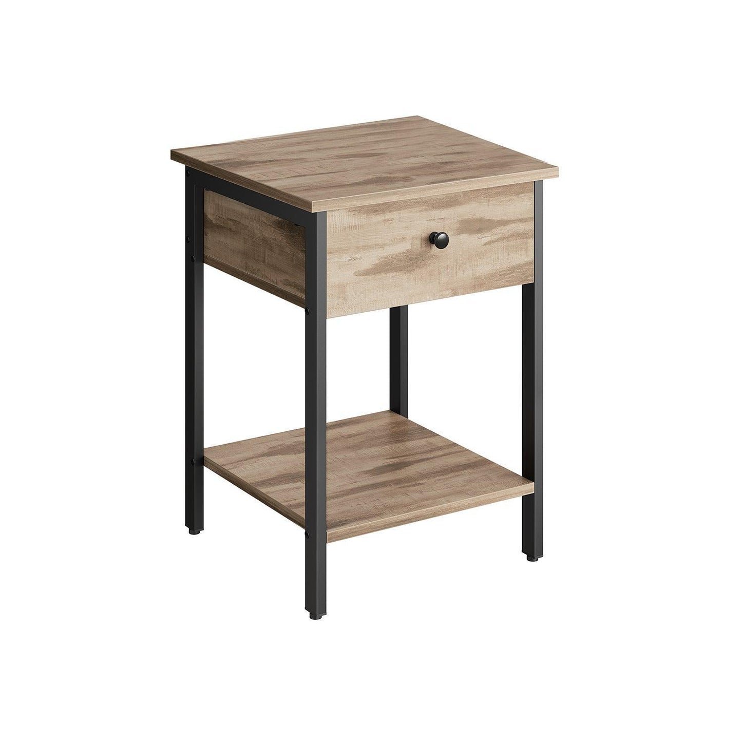 Nightstand with Drawer and Shelf Camel Brown and Black FredCo