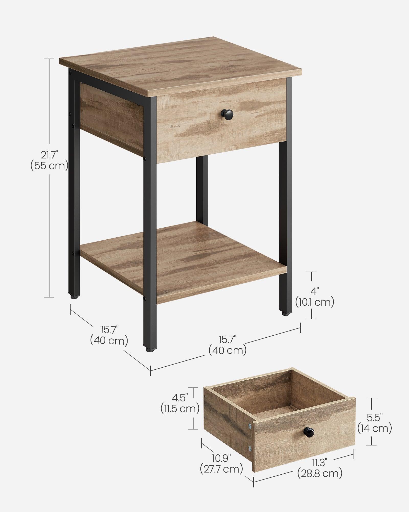 Nightstand with Drawer and Shelf Camel Brown and Black FredCo