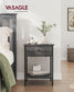 Nightstand with Drawer and Shelf Stone Gray and Black FredCo