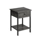 Nightstand with Drawer and Shelf Stone Gray and Black FredCo
