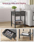 Nightstand with Drawer and Shelf Stone Gray and Black FredCo