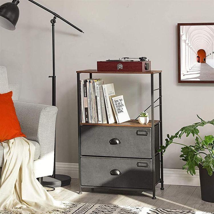 Nightstand with Fabric Drawers FredCo