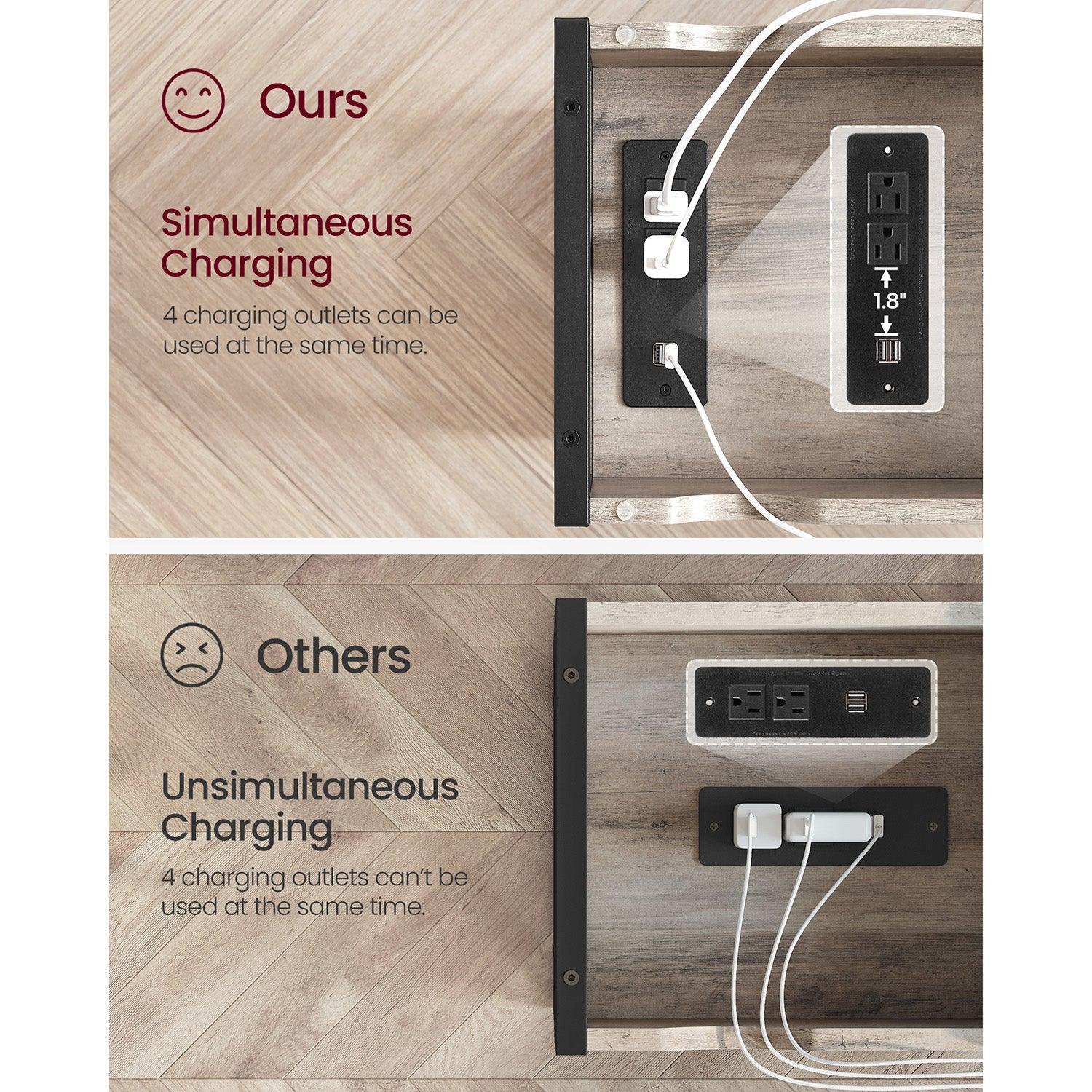 Nightstand with USB Ports and Outlets FredCo