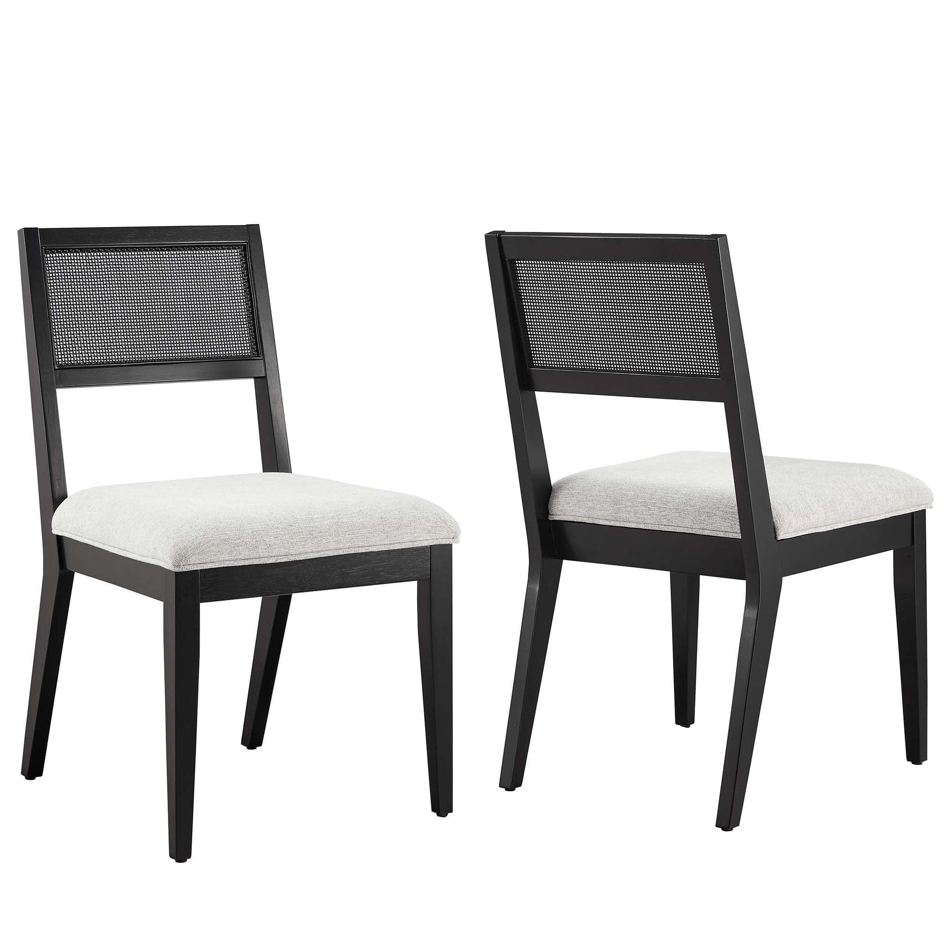 Nimba Faux Rattan Fabric Dining Chairs Set of 2 by Modway FredCo