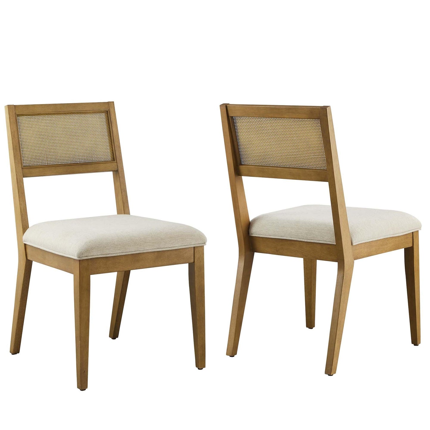 Nimba Faux Rattan Fabric Dining Chairs Set of 2 by Modway FredCo