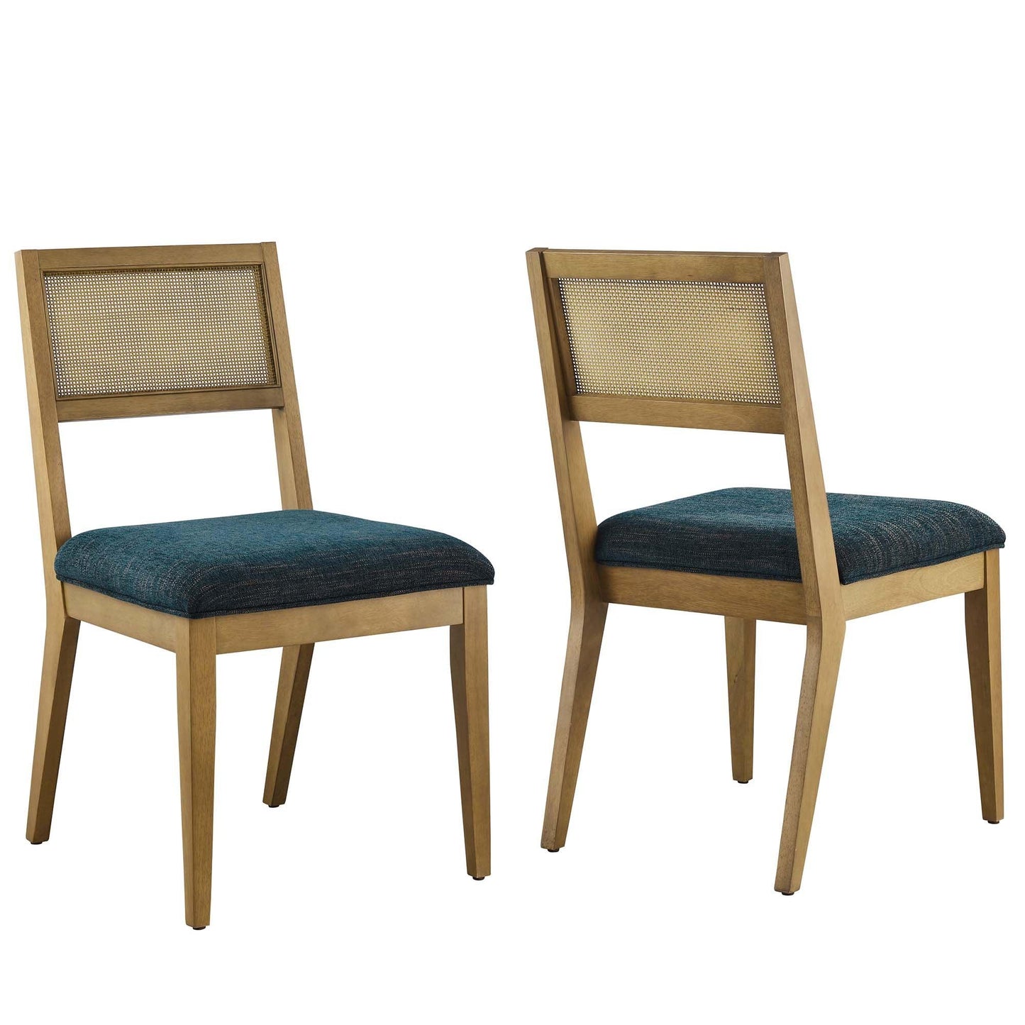 Nimba Faux Rattan Fabric Dining Chairs Set of 2 by Modway FredCo