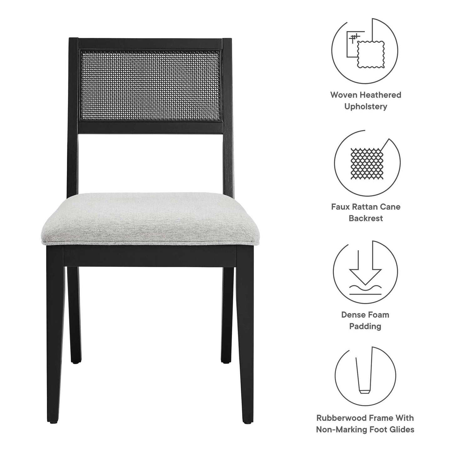 Nimba Faux Rattan Fabric Dining Chairs Set of 2 by Modway FredCo