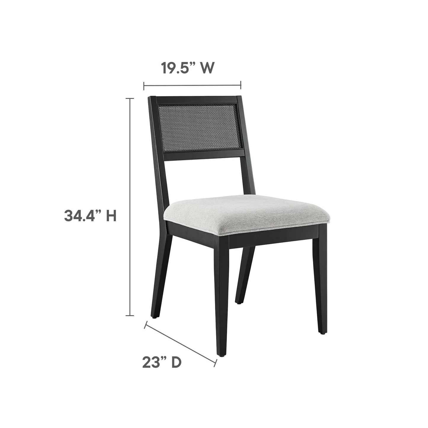 Nimba Faux Rattan Fabric Dining Chairs Set of 2 by Modway FredCo