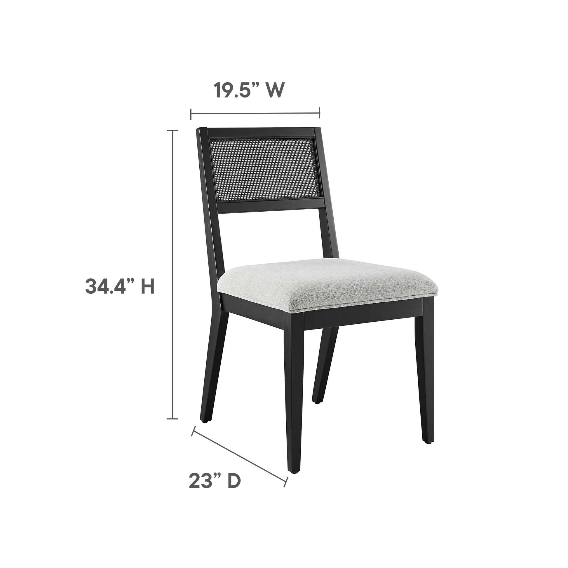 Nimba Faux Rattan Fabric Dining Chairs Set of 2 by Modway FredCo