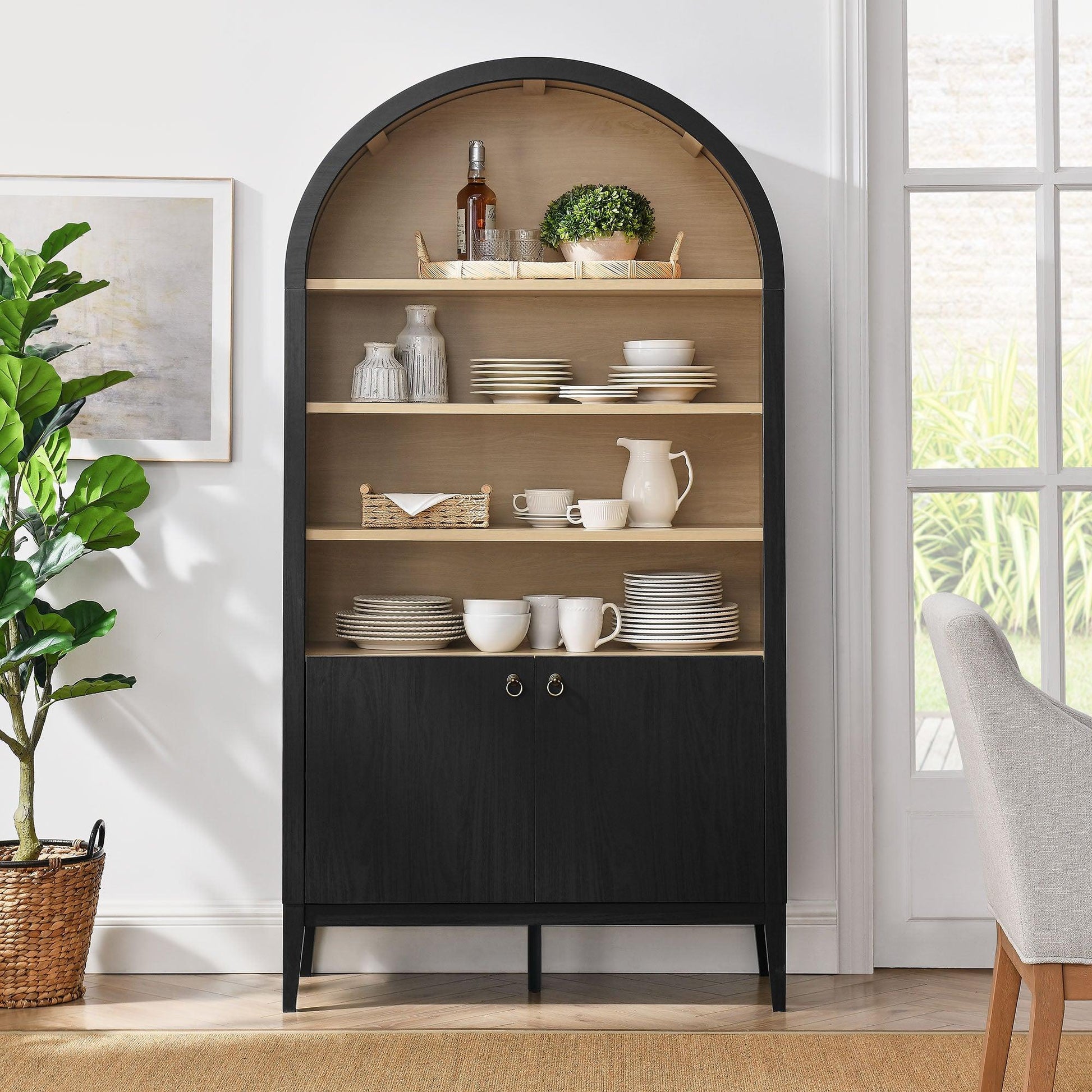Nolan 74" Tall Wide Arched Storage Display Cabinet Bookshelf by Modway EEI-7169 FredCo
