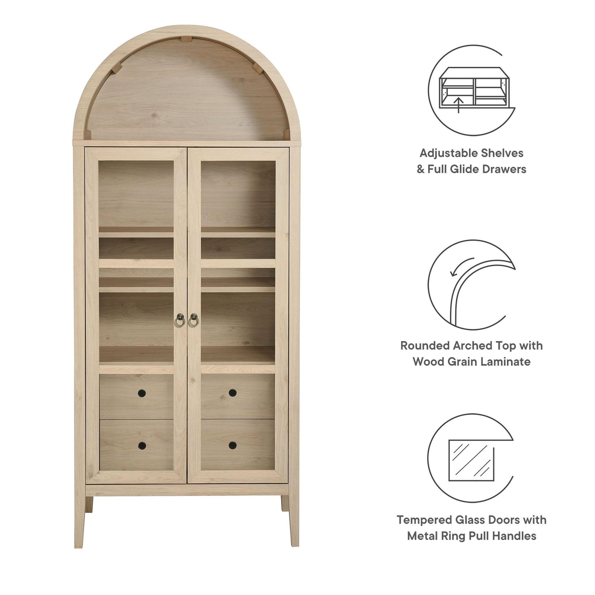 Nolan Tall Arched Storage Display Cabinet by Modway FredCo