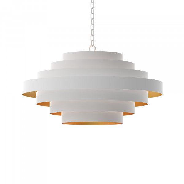 Nordic White Chandelier Large, Circular, 15.7in x 28in FredCo