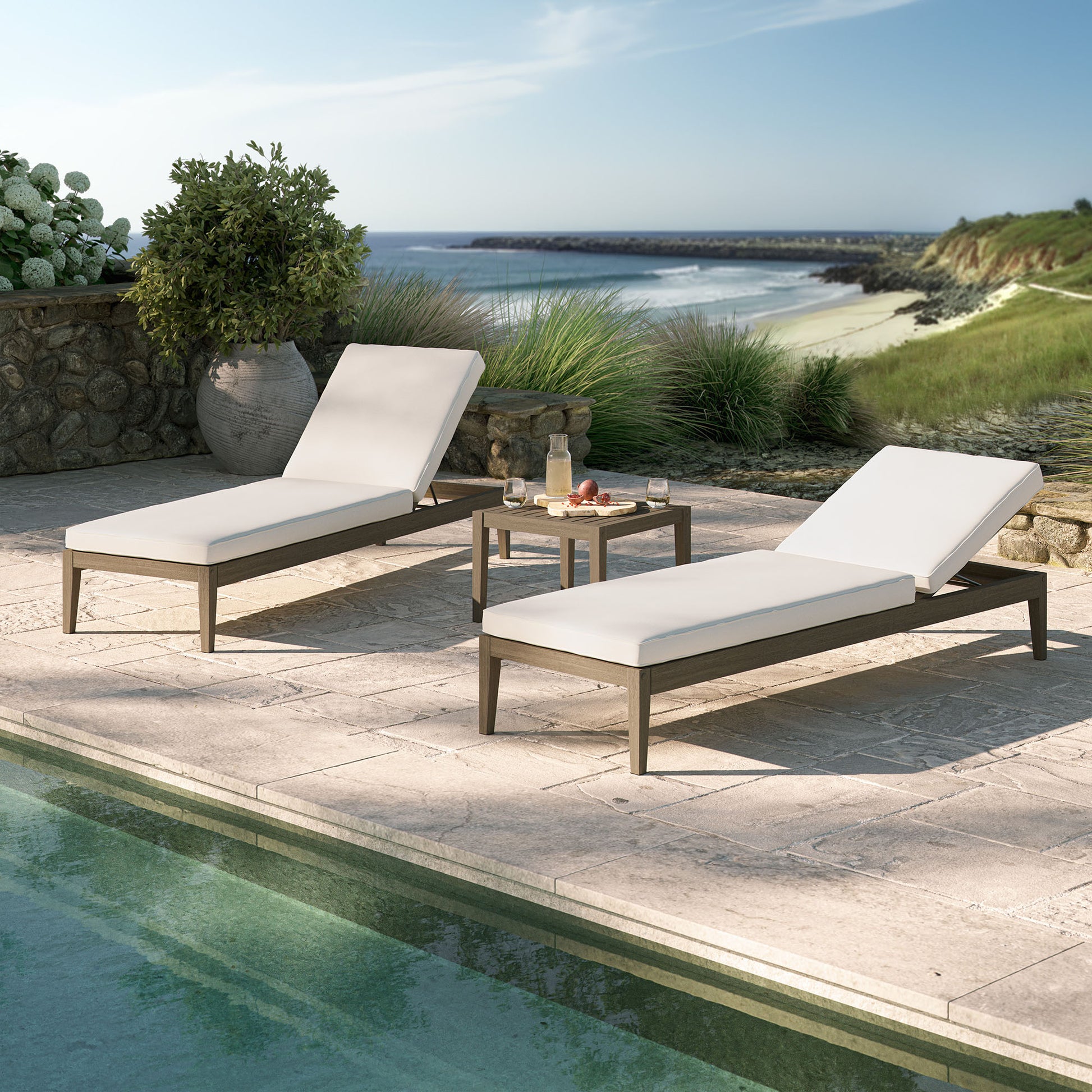 Northlake 3-Piece Outdoor Patio Teak Wood Furniture Set FredCo