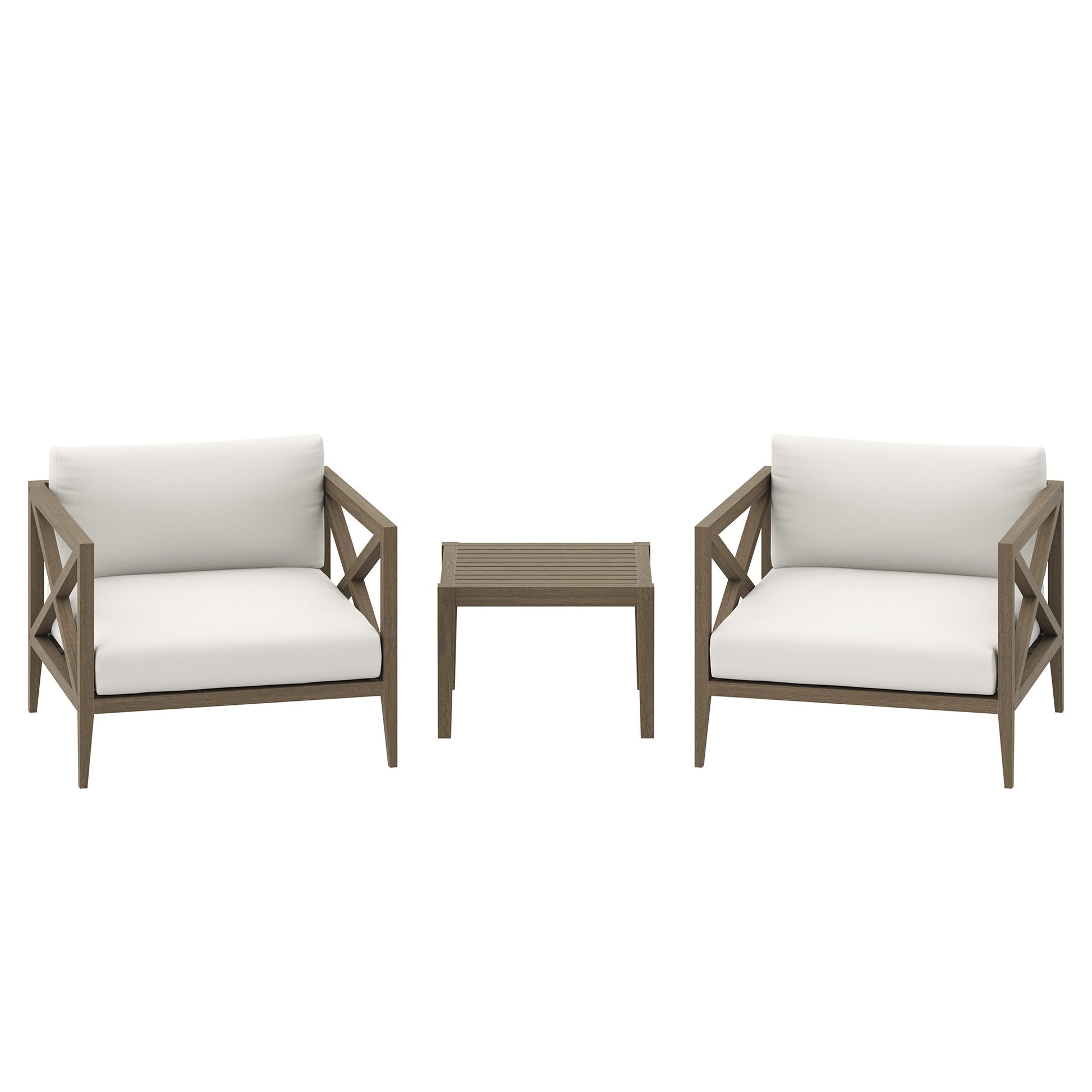 Northlake 3-Piece Outdoor Patio Teak Wood Furniture Set with Armchair and Side Table by Modway EEI-7275 FredCo