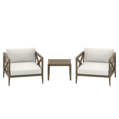 Northlake 3-Piece Outdoor Patio Teak Wood Furniture Set with Armchair and Side Table by Modway EEI-7275 FredCo