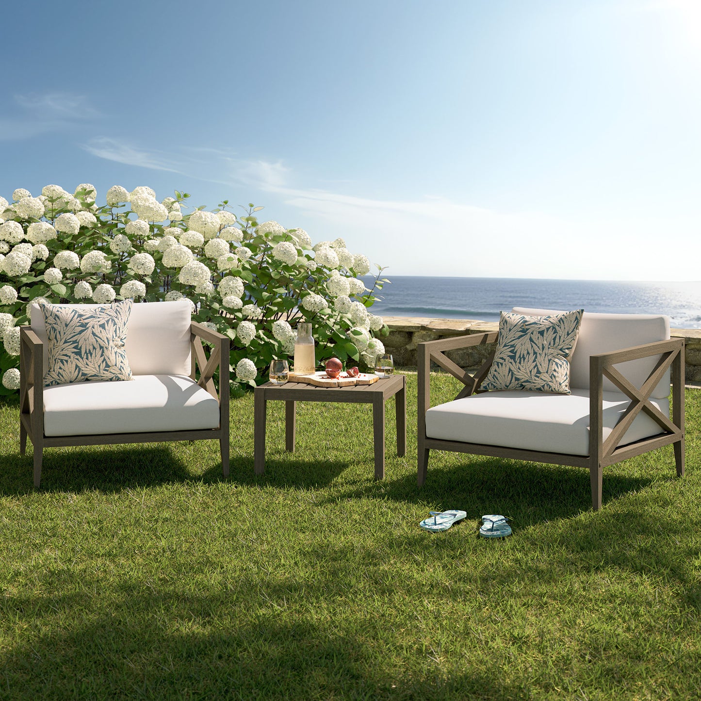 Northlake 3-Piece Outdoor Patio Teak Wood Furniture Set with Armchair and Side Table by Modway EEI-7275 FredCo