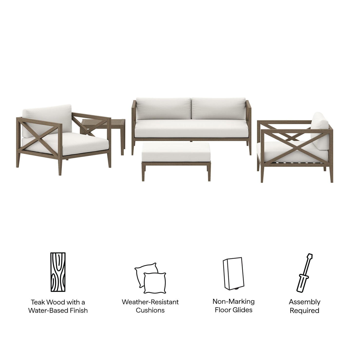Northlake 5-Piece Outdoor Patio Teak Wood Furniture Set by Modway EEI-7274 FredCo