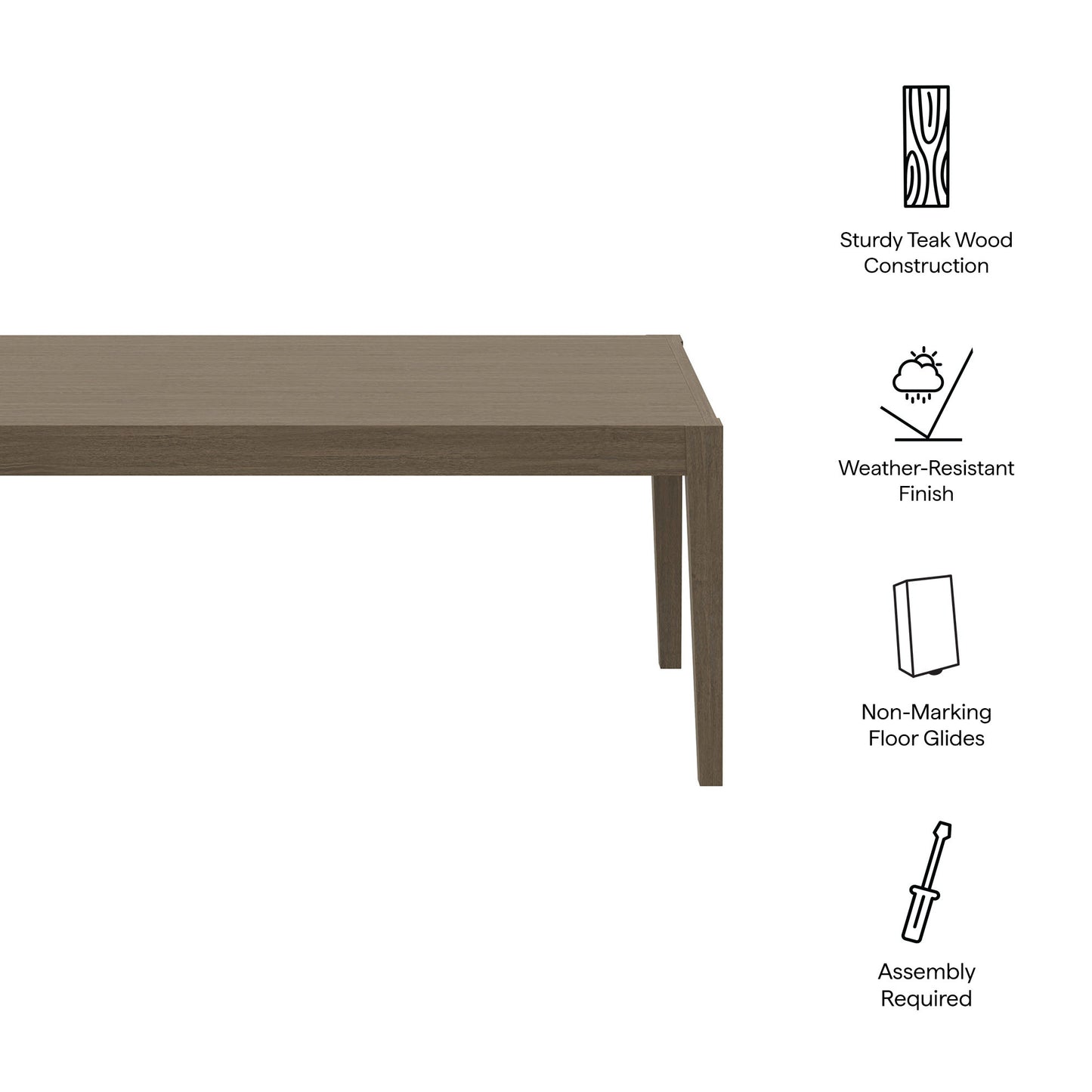Northlake 83" Rectangular Outdoor Patio Teak Dining Table by Modway EEI-7257 FredCo