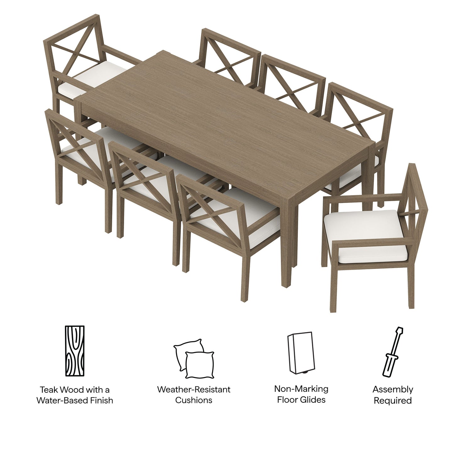 Northlake 9-Piece Outdoor Patio Teak Wood Dining Set by Modway EEI-7271 FredCo
