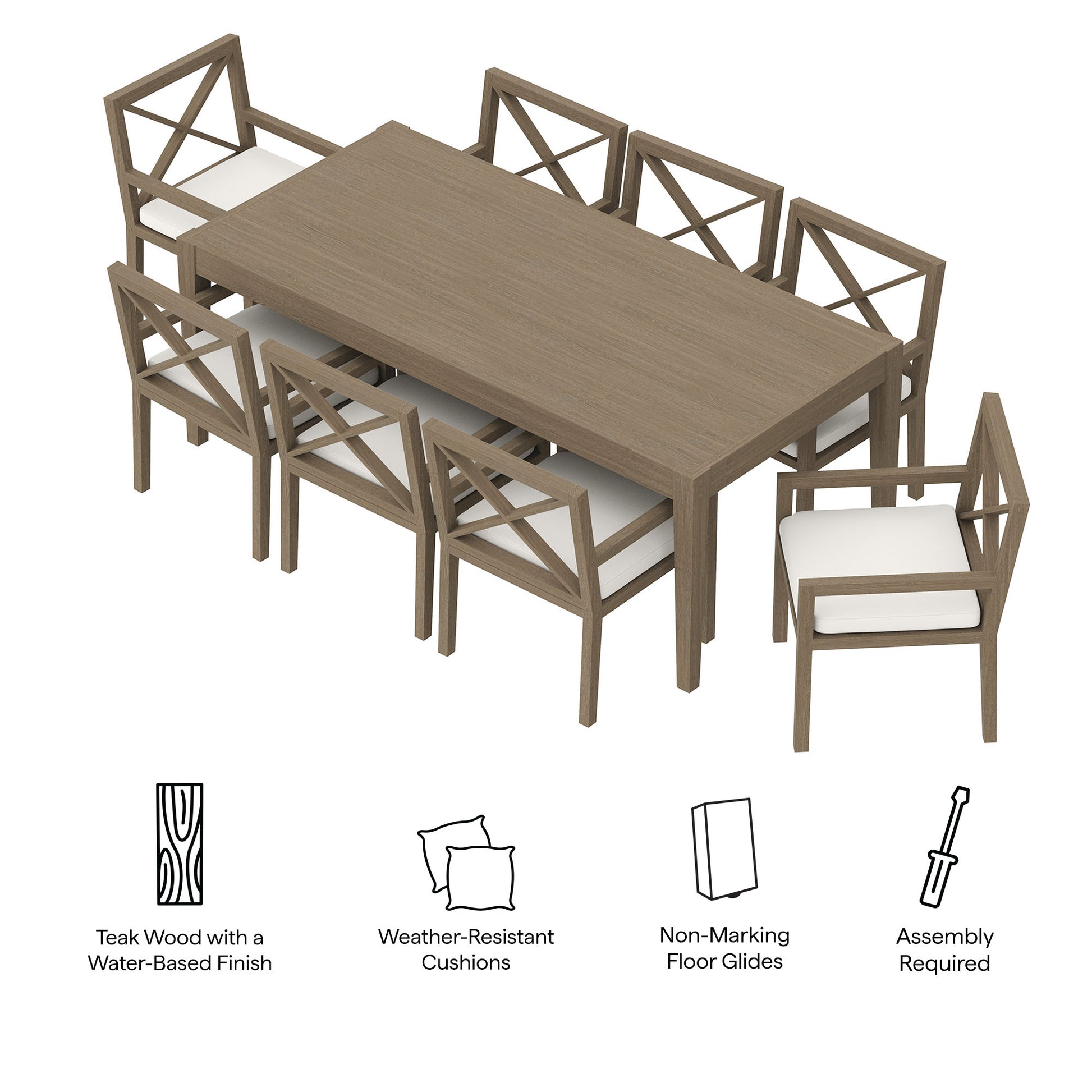 Northlake 9-Piece Outdoor Patio Teak Wood Dining Set by Modway EEI-7271 FredCo