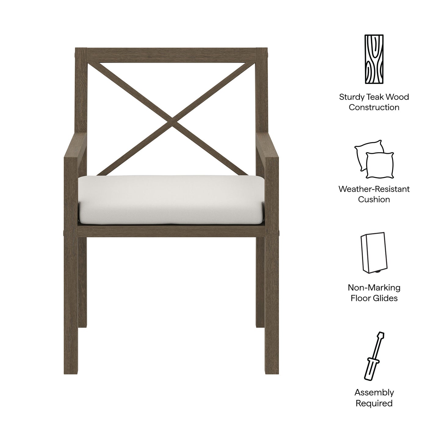 Northlake Outdoor Patio Teak Dining Armchair by Modway EEI-7253 FredCo