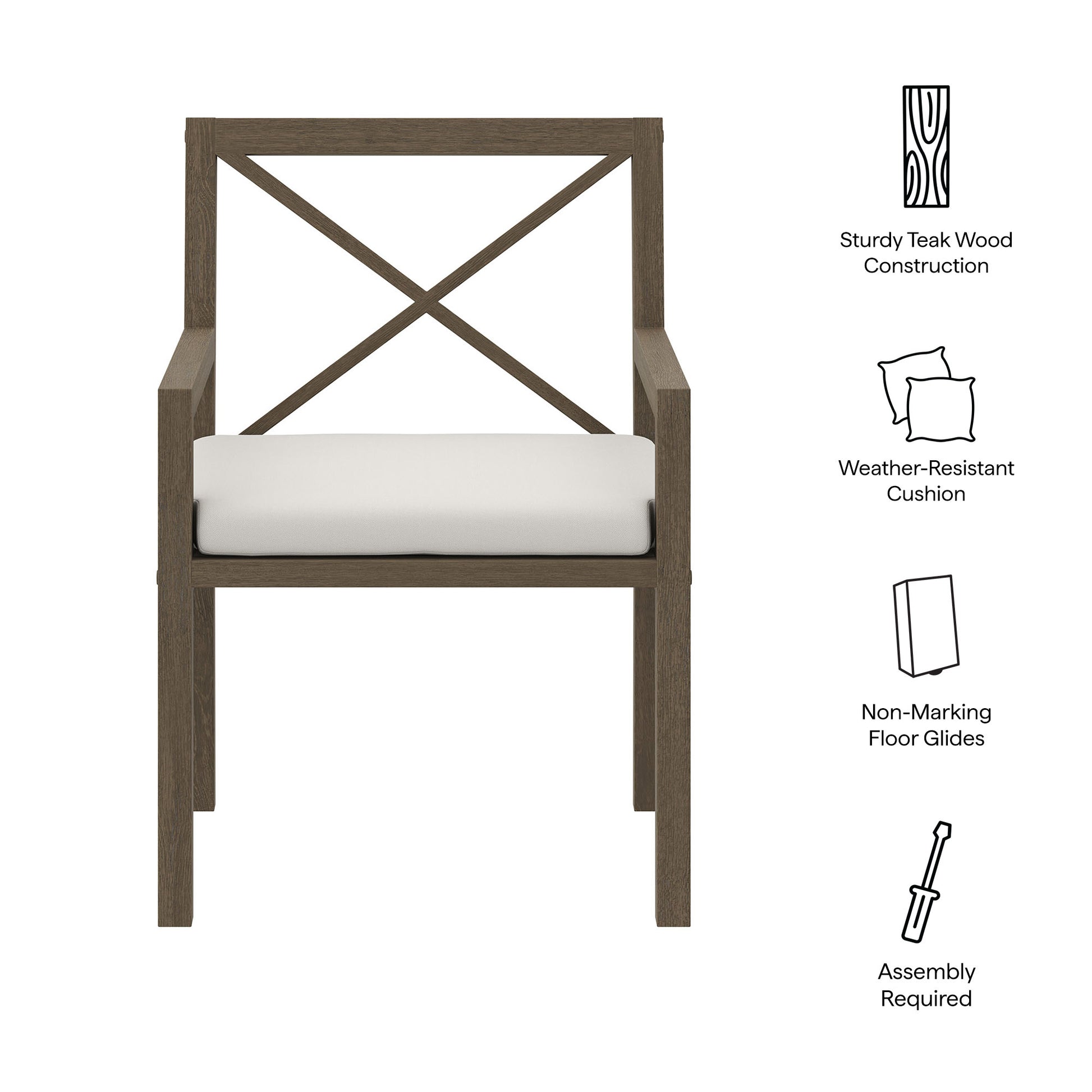 Northlake Outdoor Patio Teak Dining Armchair by Modway EEI-7253 FredCo