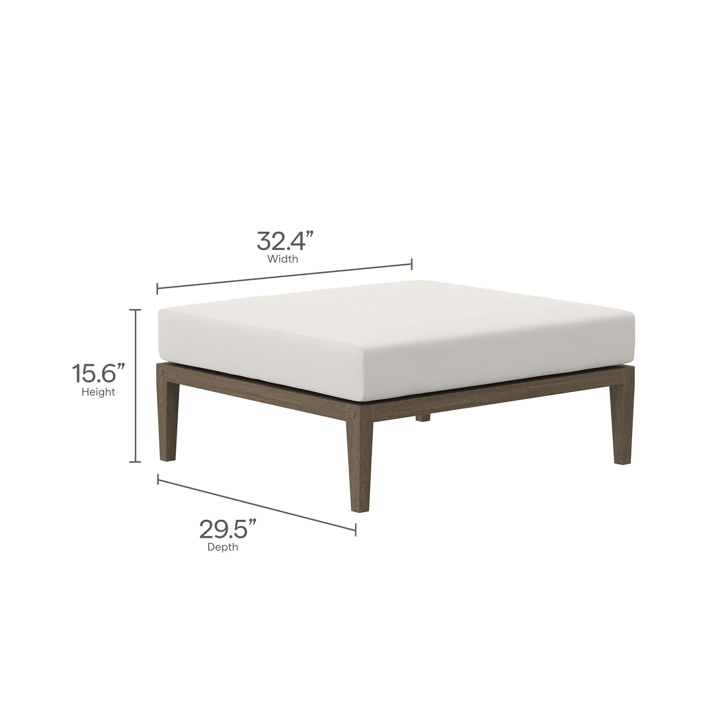 Northlake Outdoor Patio Teak Ottoman by Modway EEI-7255 FredCo