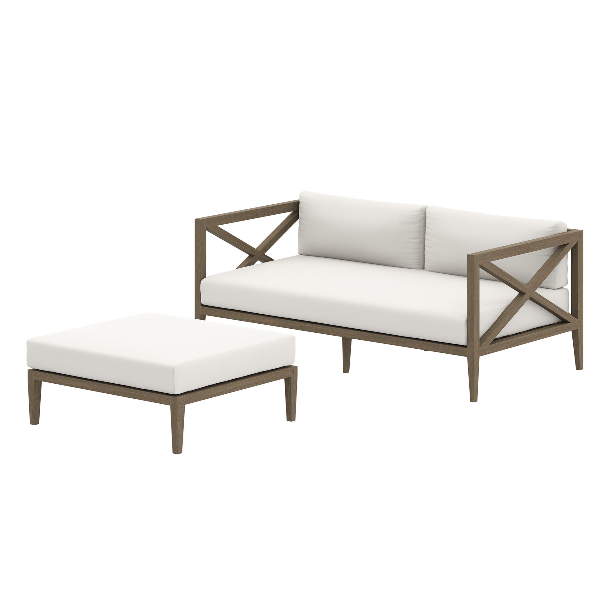 Northlake Outdoor Patio Teak Wood Loveseat and Ottoman Set by Modway EEI-7273 FredCo