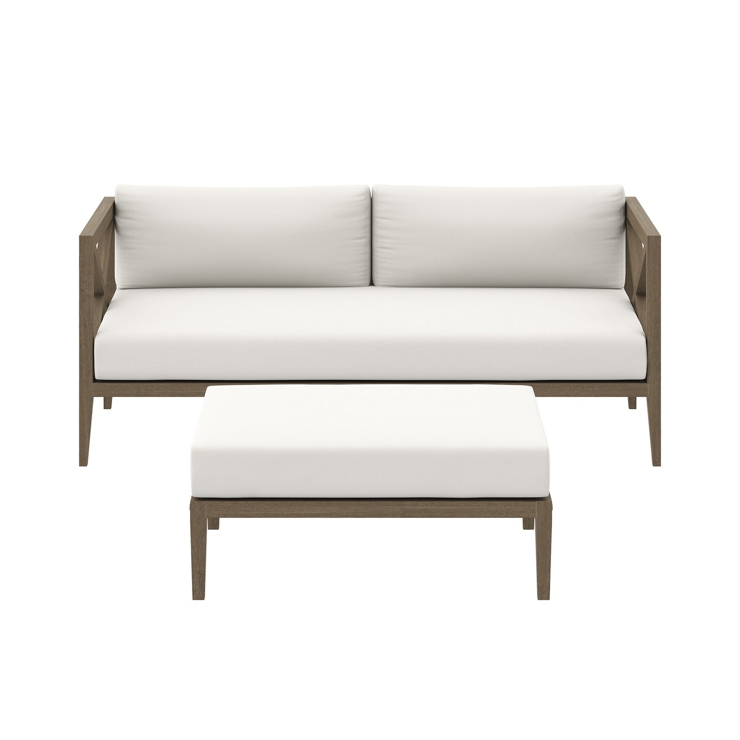 Northlake Outdoor Patio Teak Wood Loveseat and Ottoman Set by Modway EEI-7273 FredCo