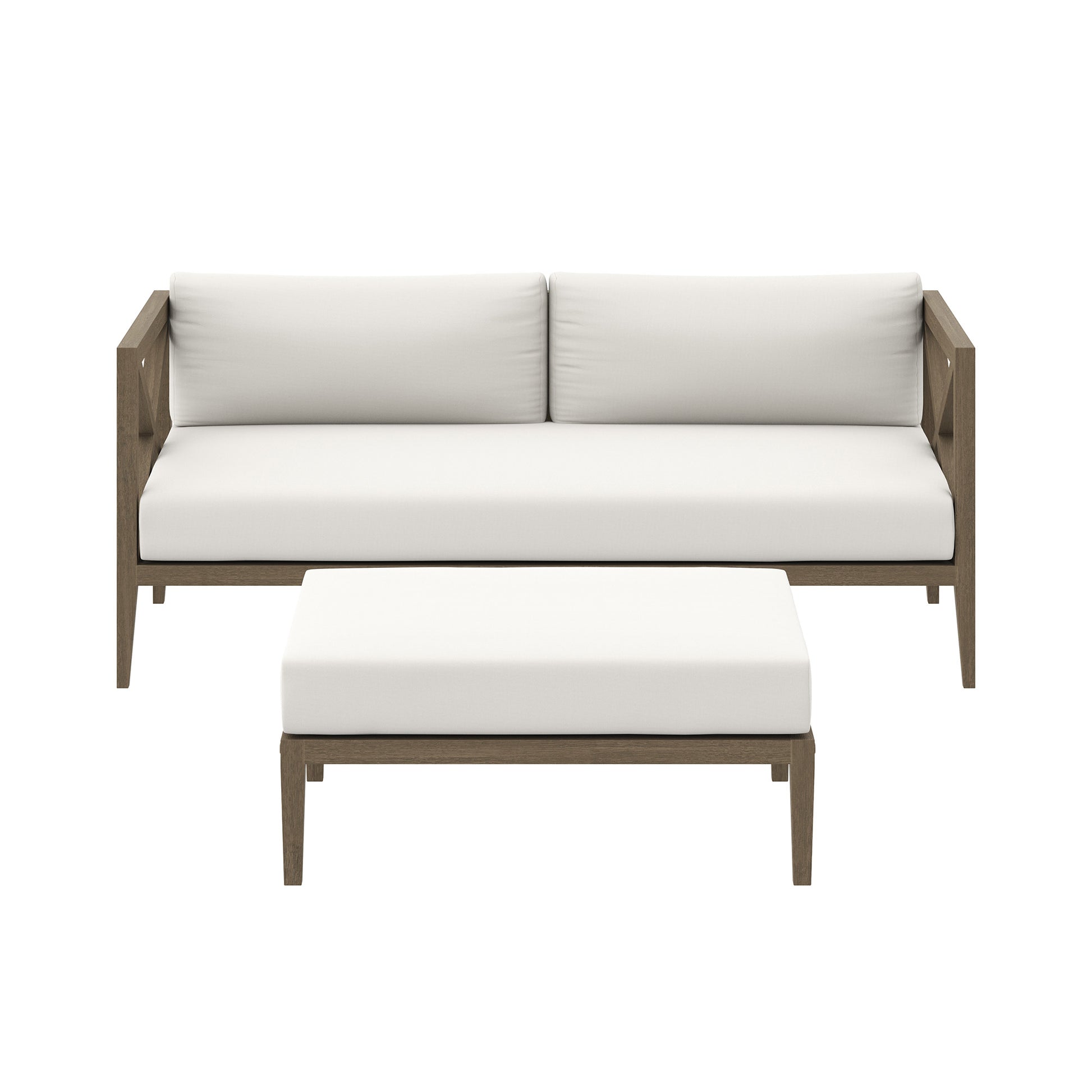 Northlake Outdoor Patio Teak Wood Loveseat and Ottoman Set by Modway EEI-7273 FredCo