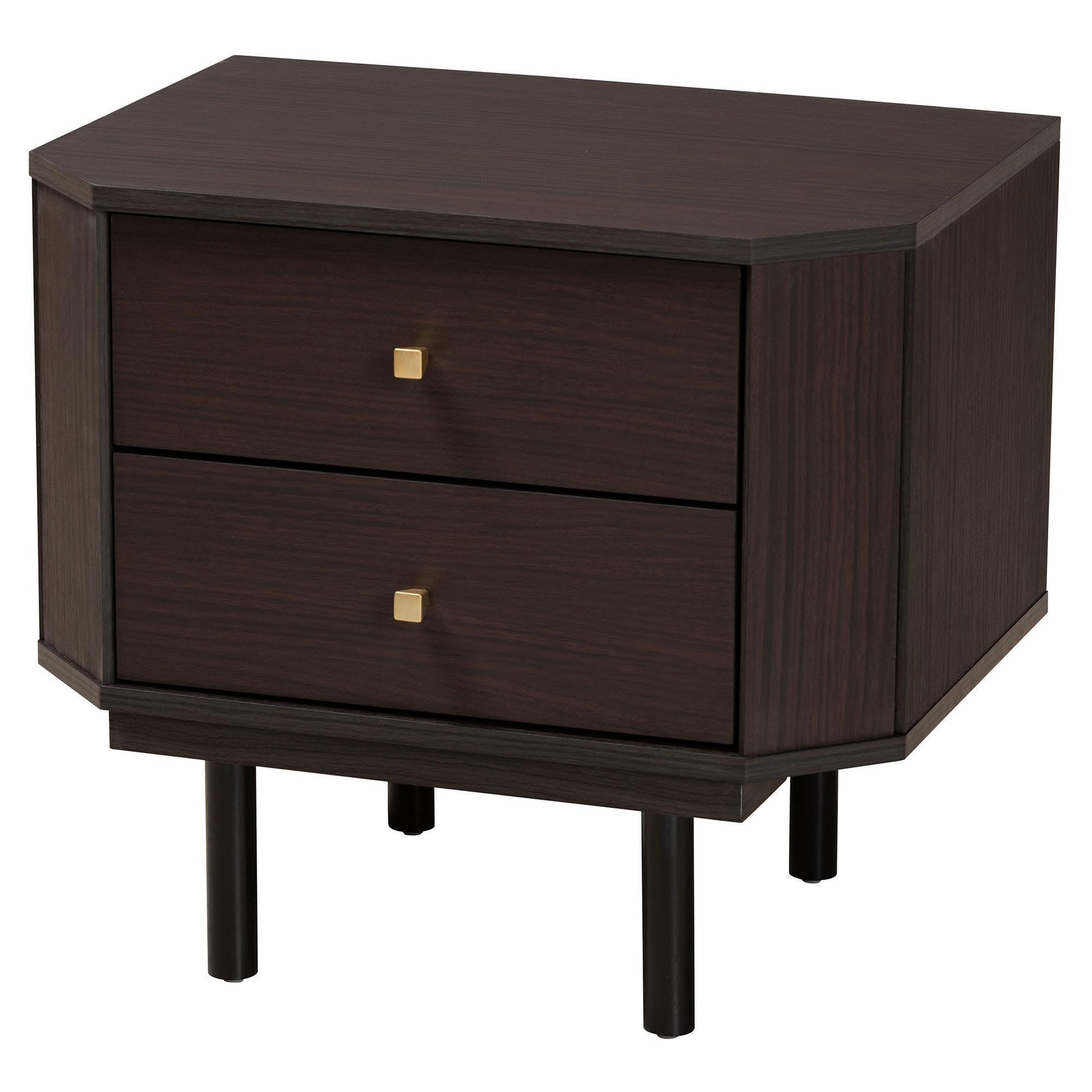 Norwood Modern Transitional Two-Tone Black and Espresso Brown Finished Wood 2-Drawer End Table FredCo