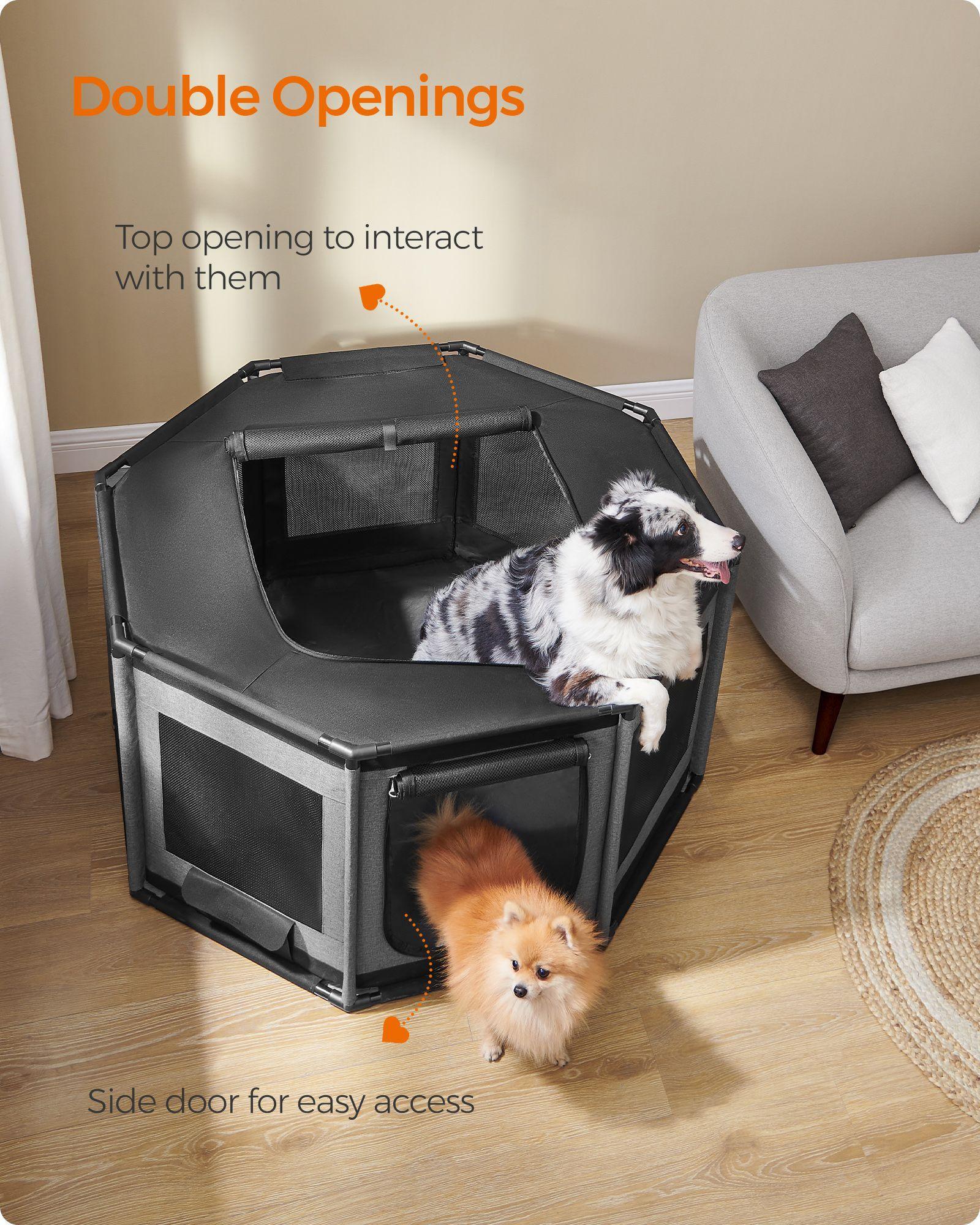 Octagon Dog Playpen L Slate Gray and Ink Black FredCo