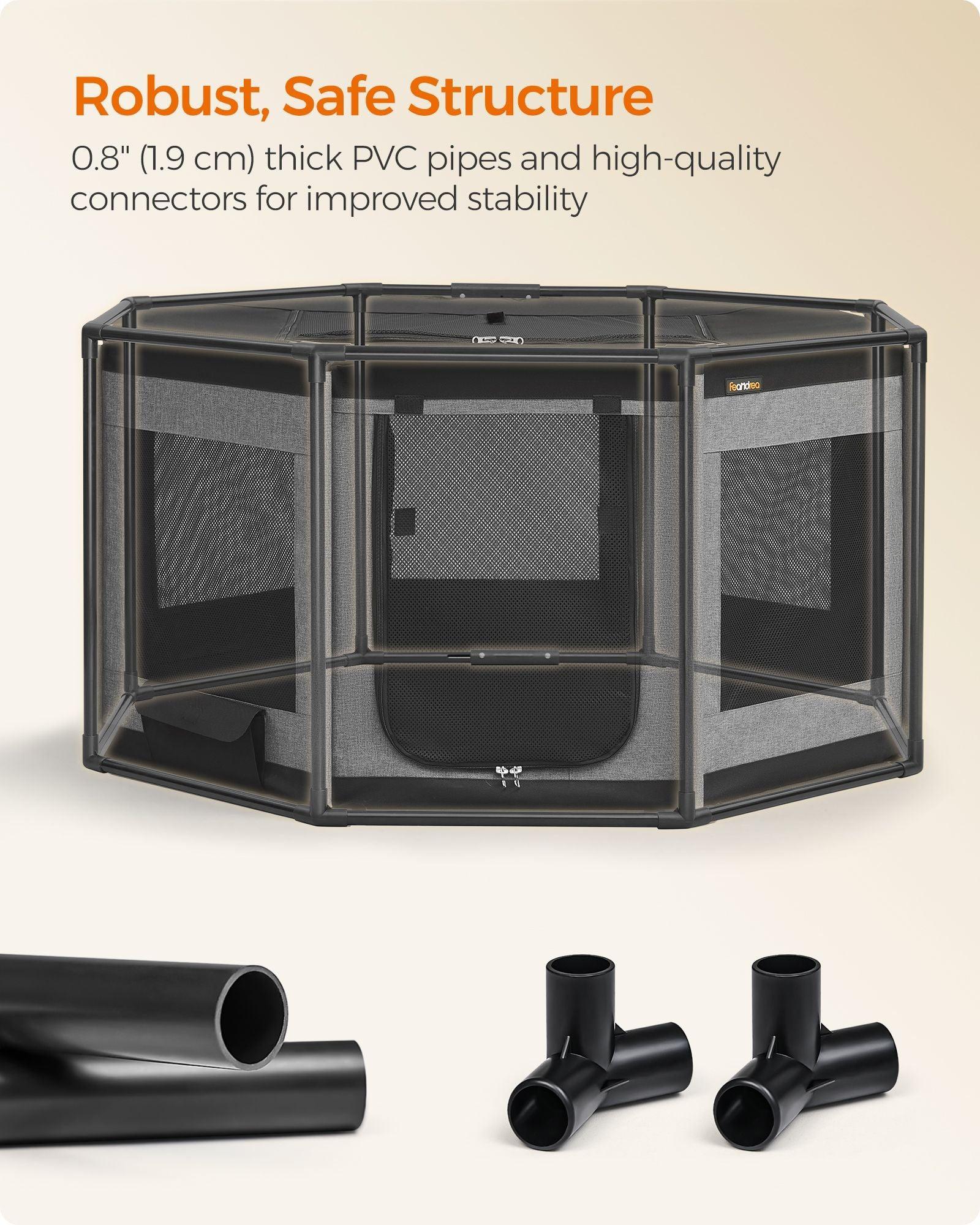 Octagon Dog Playpen L Slate Gray and Ink Black FredCo