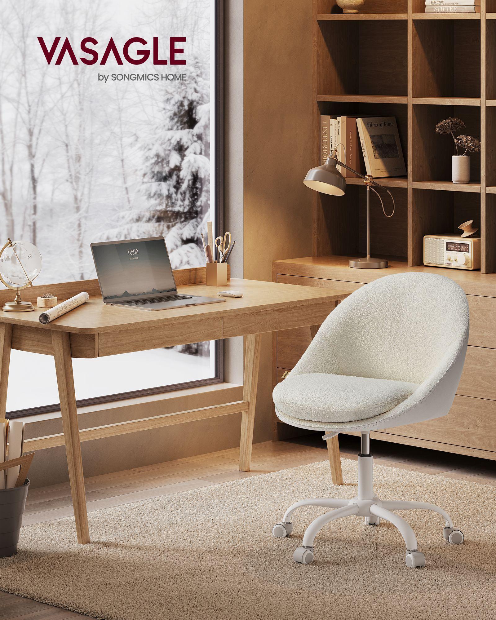 Office Chair with Cotton-Linen Fabric Cappuccino Beige and Cloud White FredCo