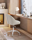 Office Chair with Cotton-Linen Fabric Cappuccino Beige and Cloud White FredCo