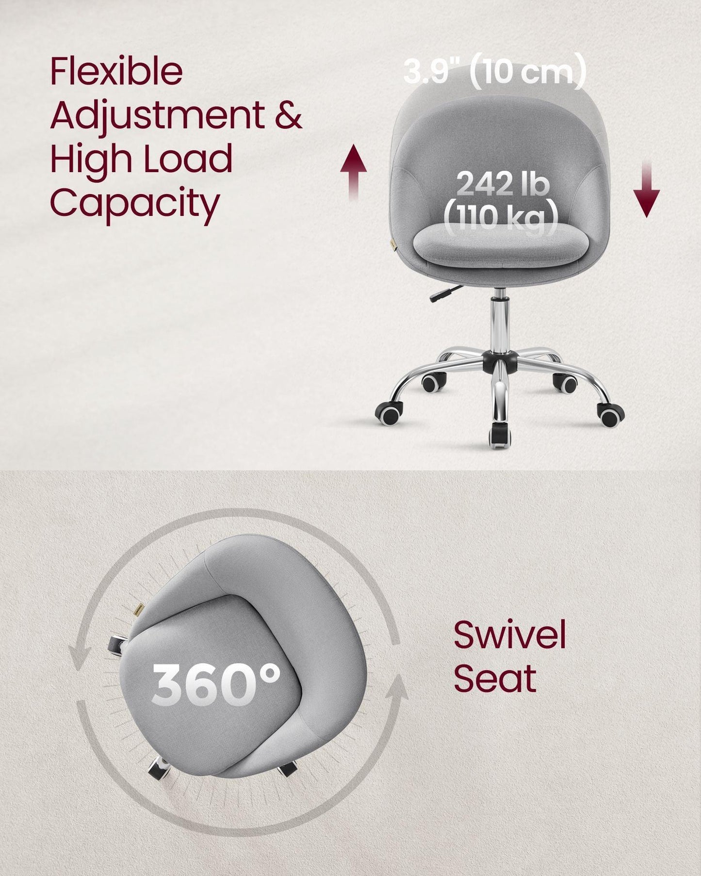 Office Chair with Cotton-Linen Fabric Dove Gray FredCo