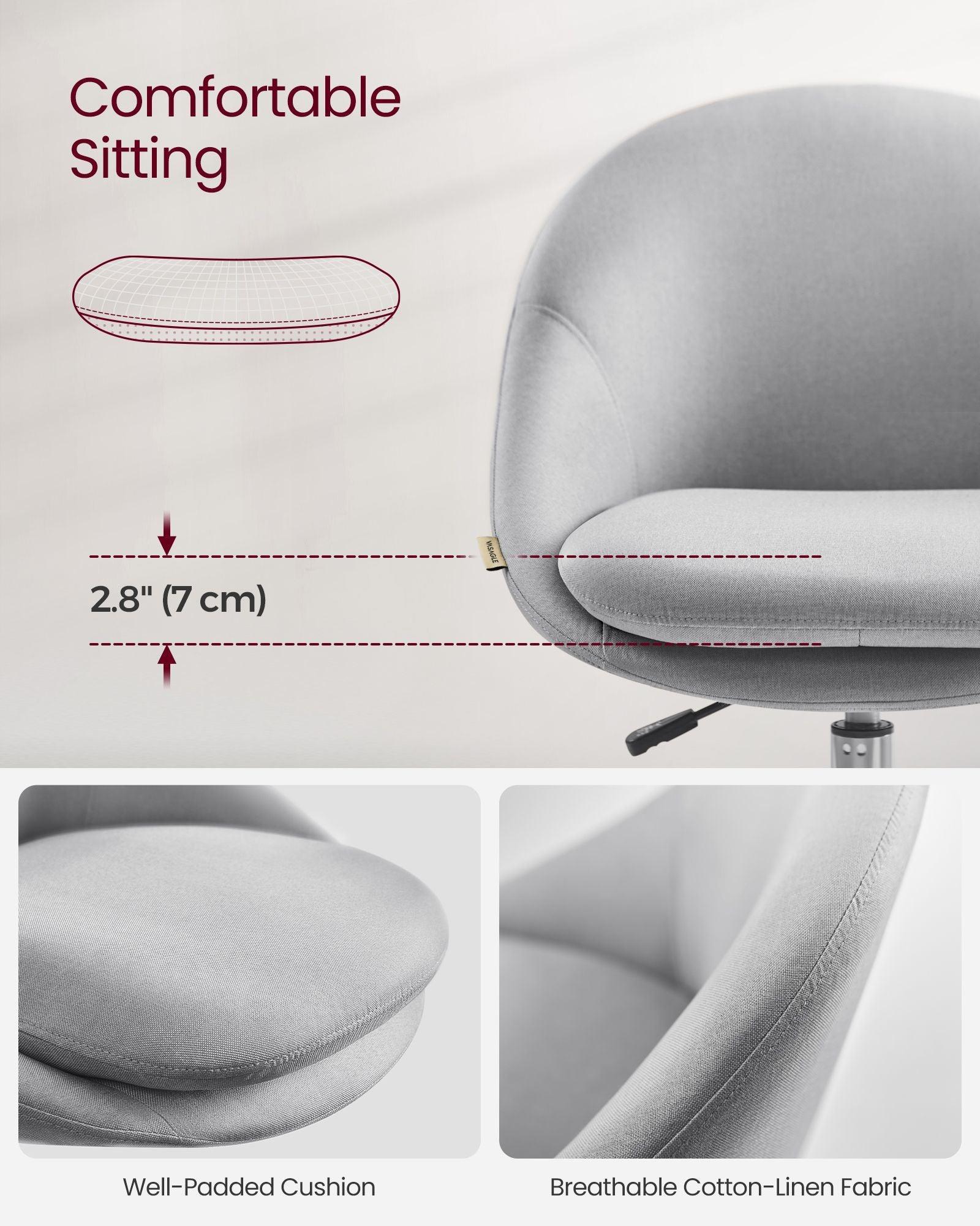 Office Chair with Cotton-Linen Fabric Dove Gray FredCo