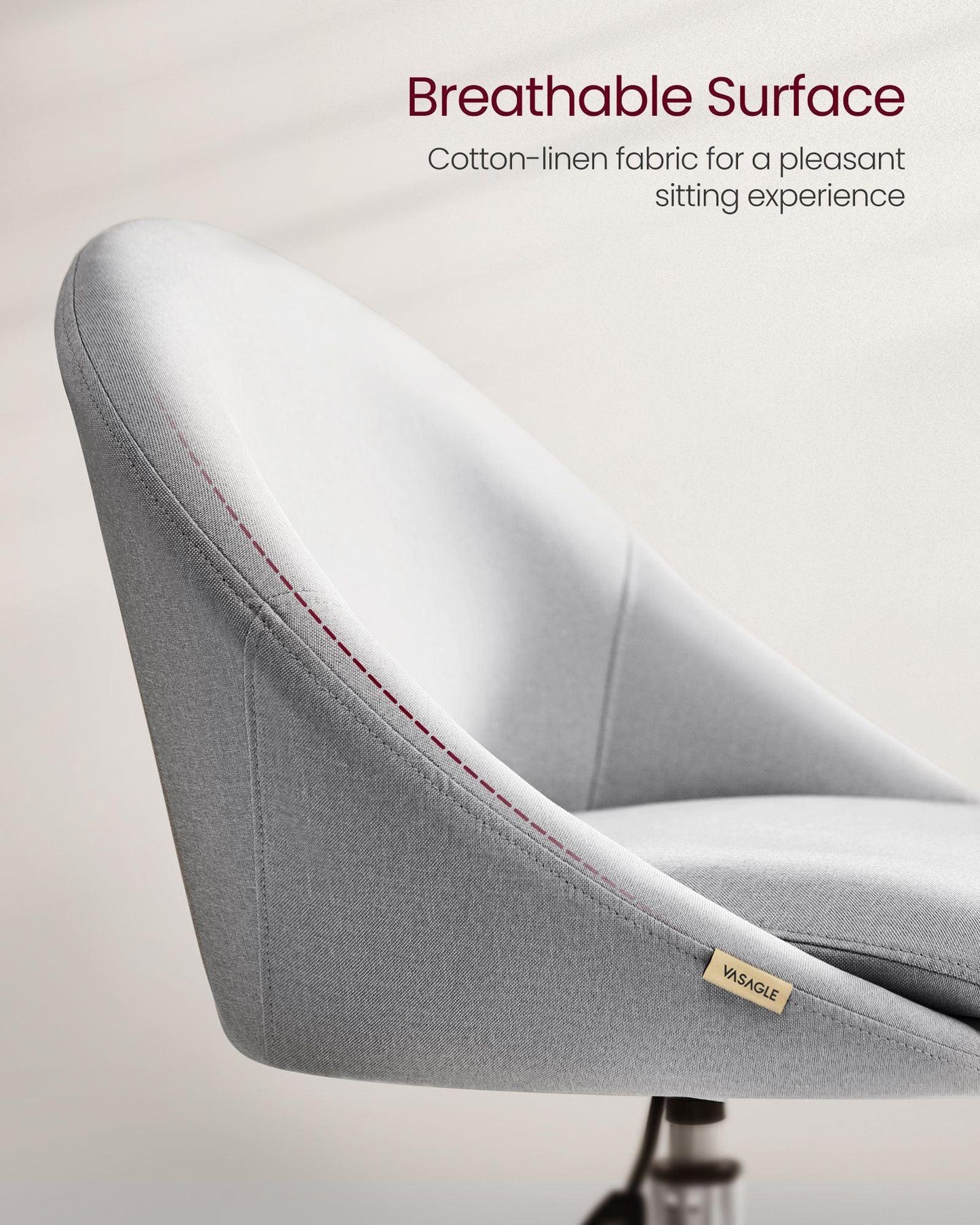 Office Chair with Cotton-Linen Fabric Dove Gray FredCo