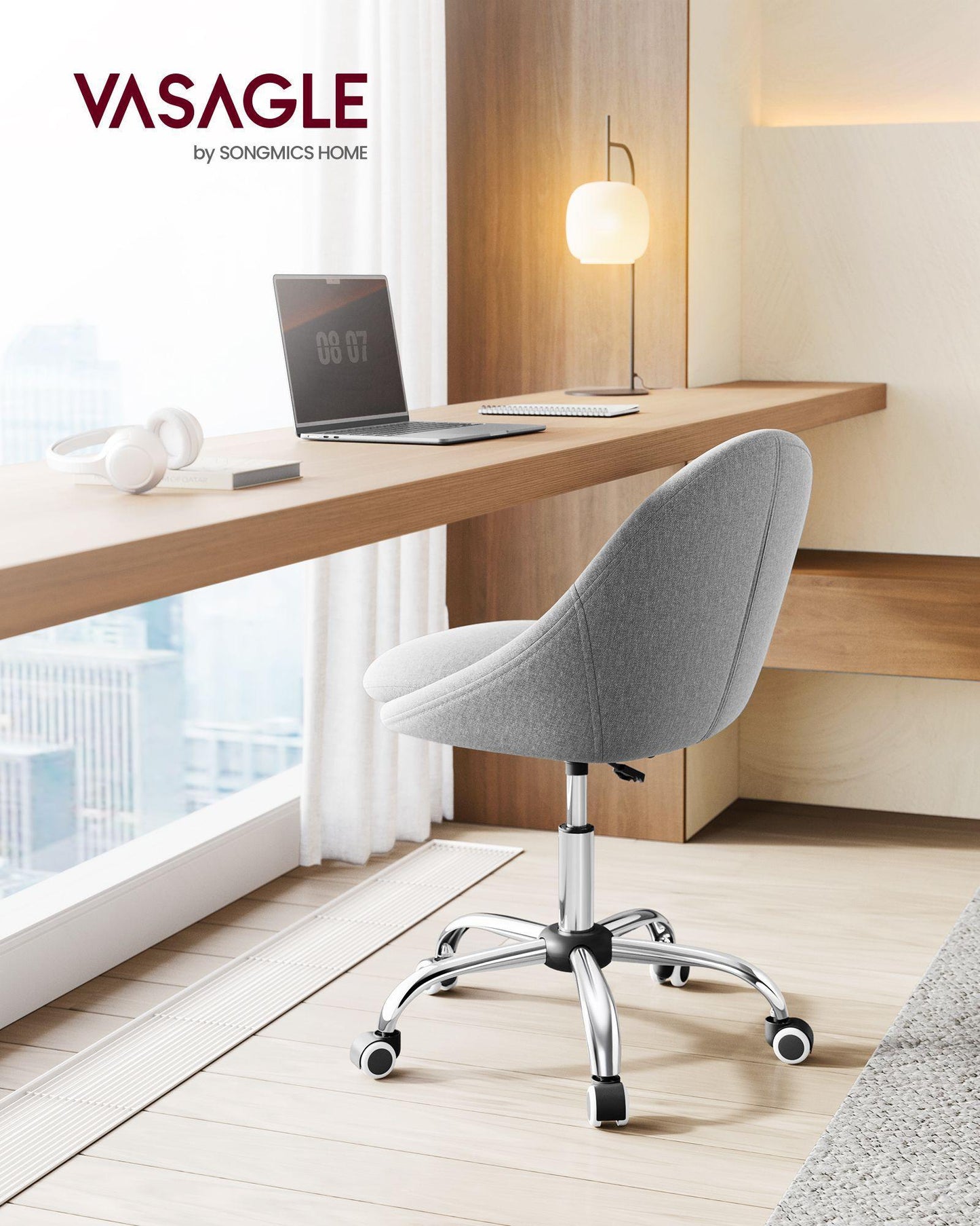 Office Chair with Cotton-Linen Fabric Dove Gray FredCo