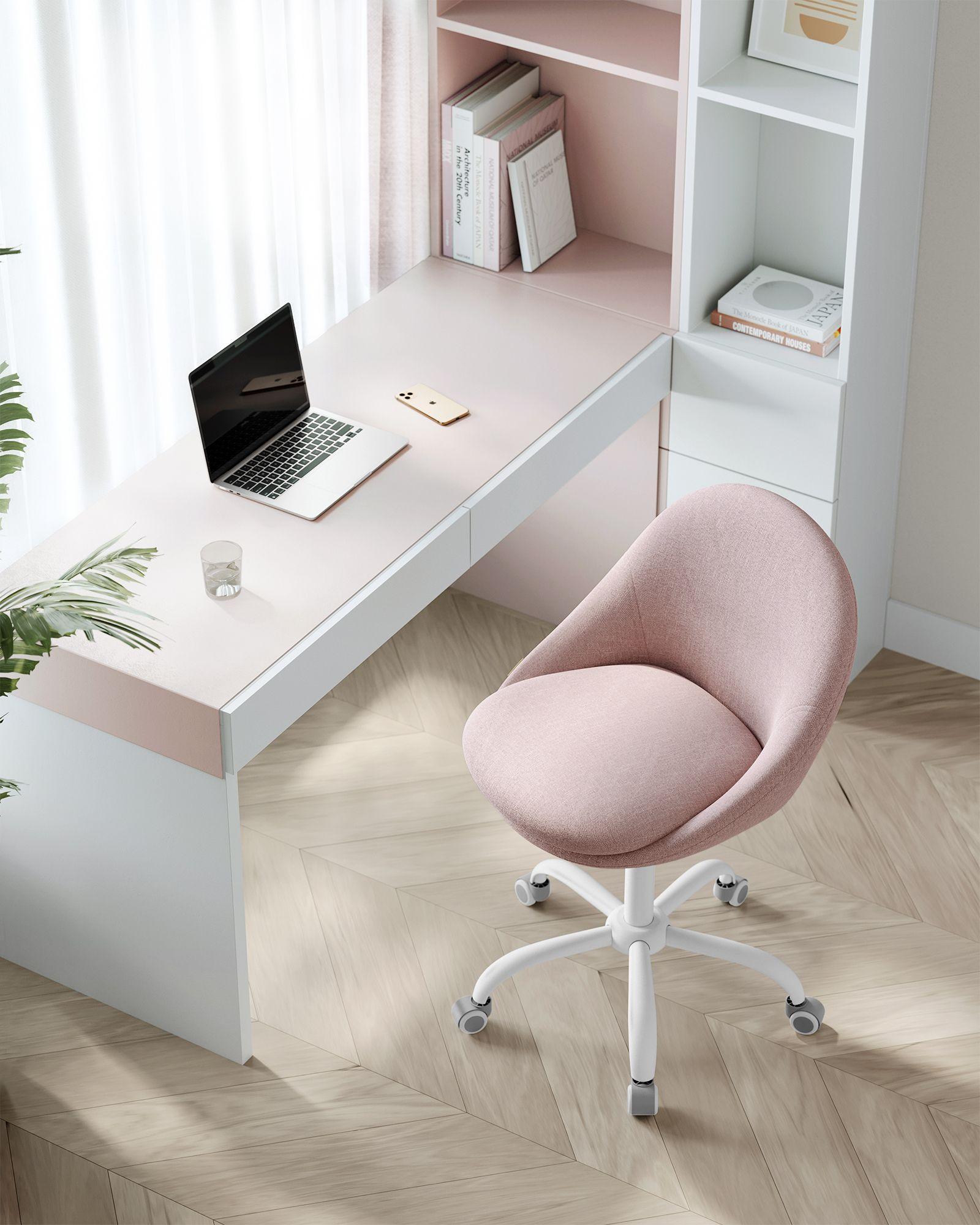 Office Chair with Cotton-Linen Fabric Jelly Pink FredCo