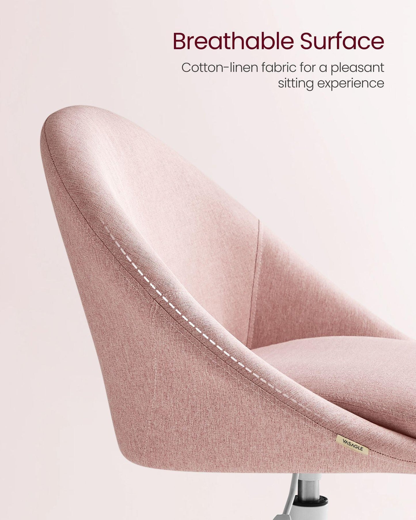 Office Chair with Cotton-Linen Fabric Jelly Pink FredCo