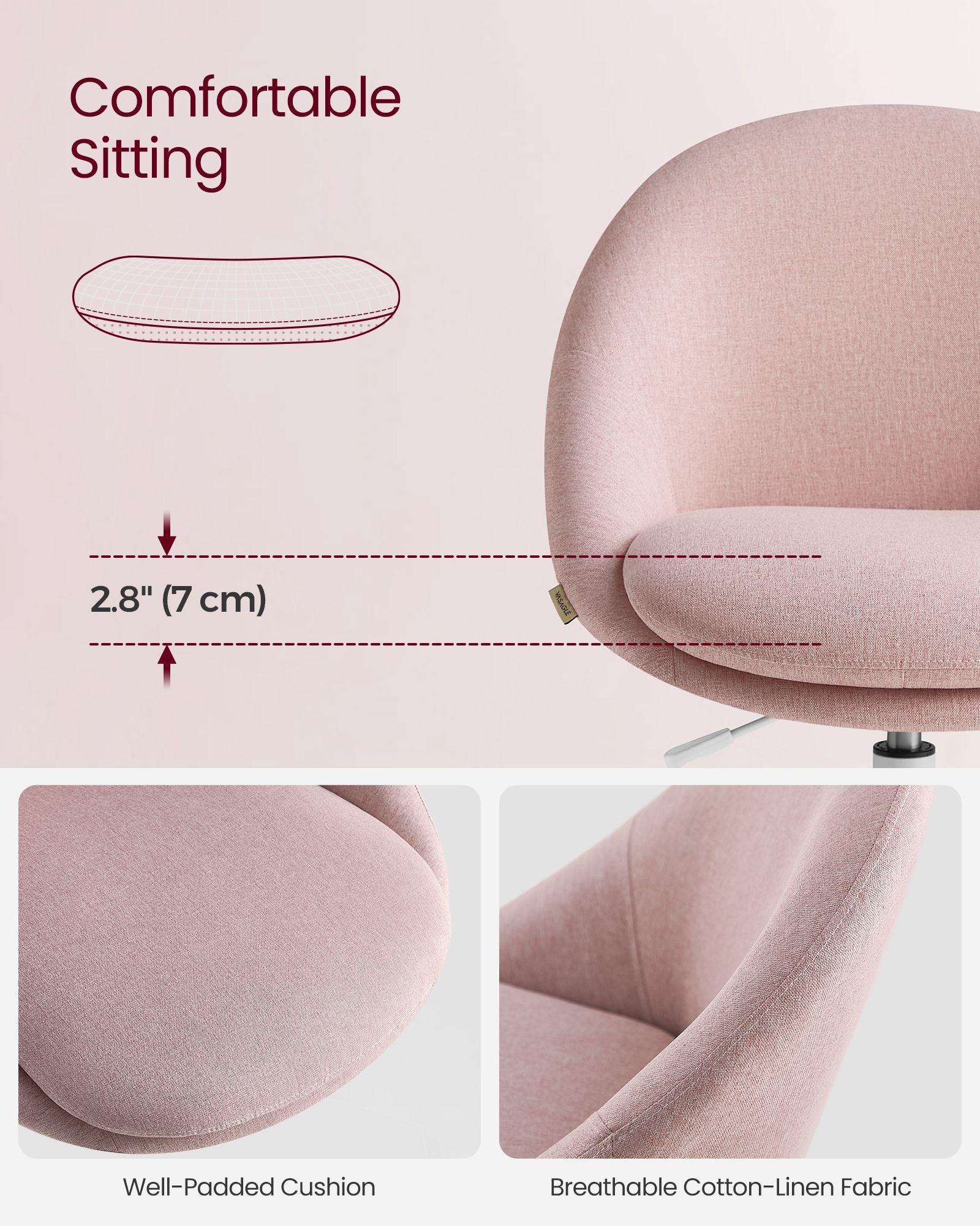 Office Chair with Cotton-Linen Fabric Jelly Pink FredCo
