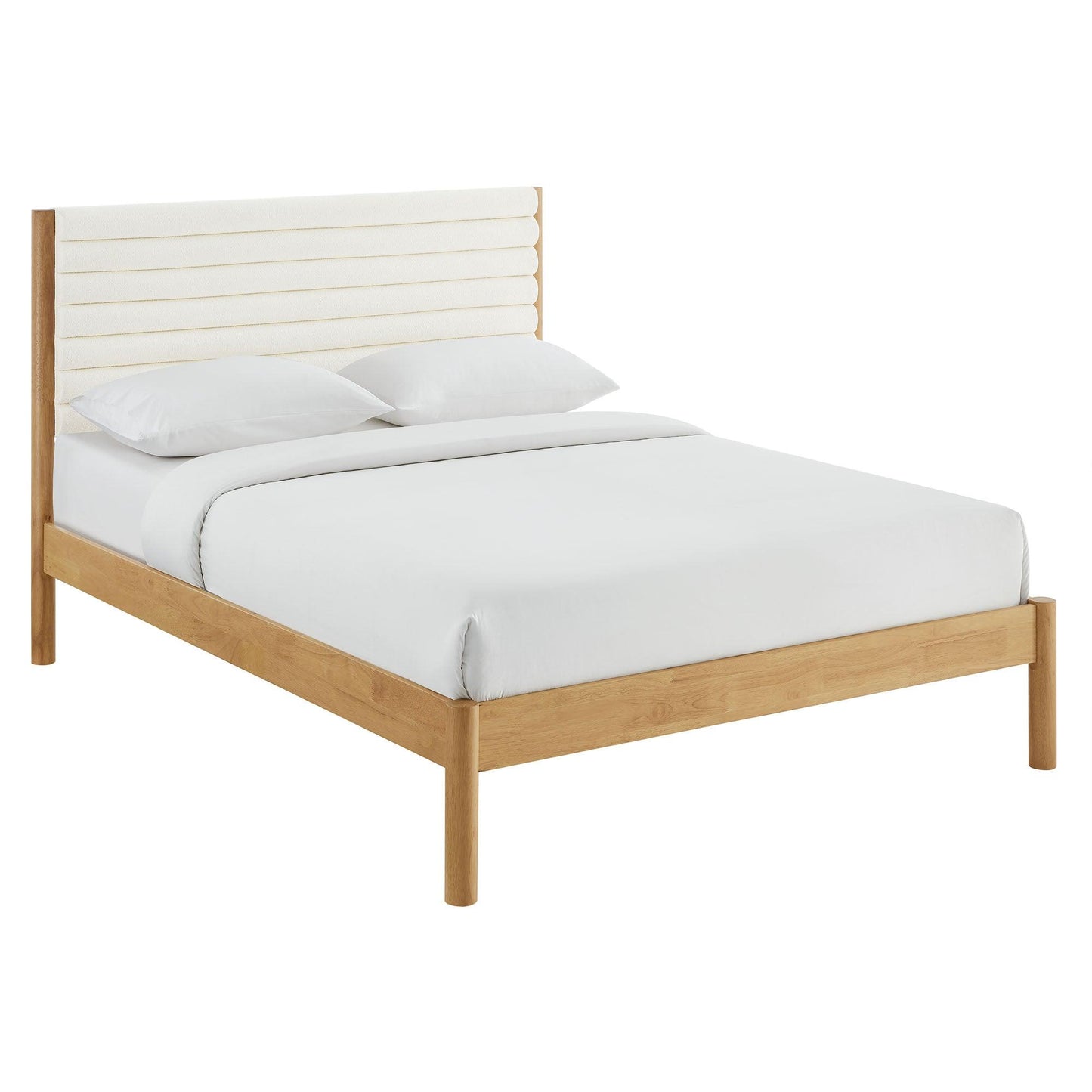 Olea Channel Tufted Boucle Solid Wood Full Platform Bed by Modway FredCo