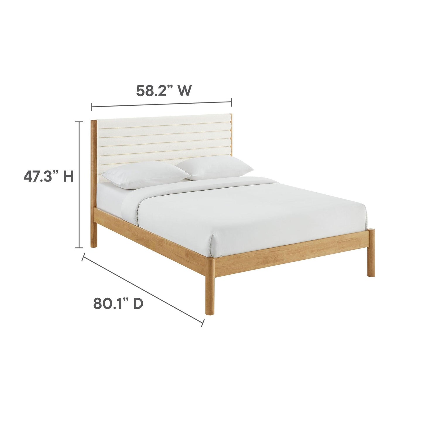 Olea Channel Tufted Boucle Solid Wood Full Platform Bed by Modway FredCo